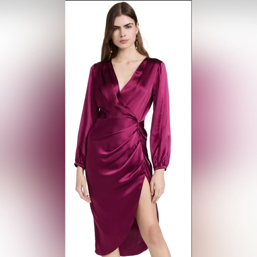 Amanda Uprichard long sleeve Roma Midi dress NWT sz Small Aubergine Purple